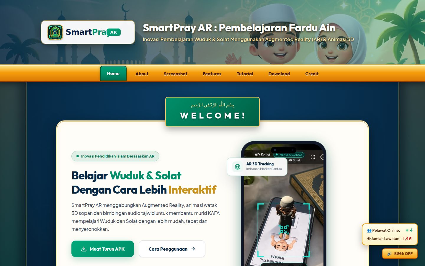 Paparan utama SmartPray AR